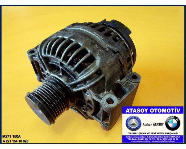 MERCEDES W211 E200 ŞARJ DİNAMOSU 2711541002 0124615028 0986046300 A2711541002 A 271 154 10 02 BOSCH 0 124 615 028 150A M271